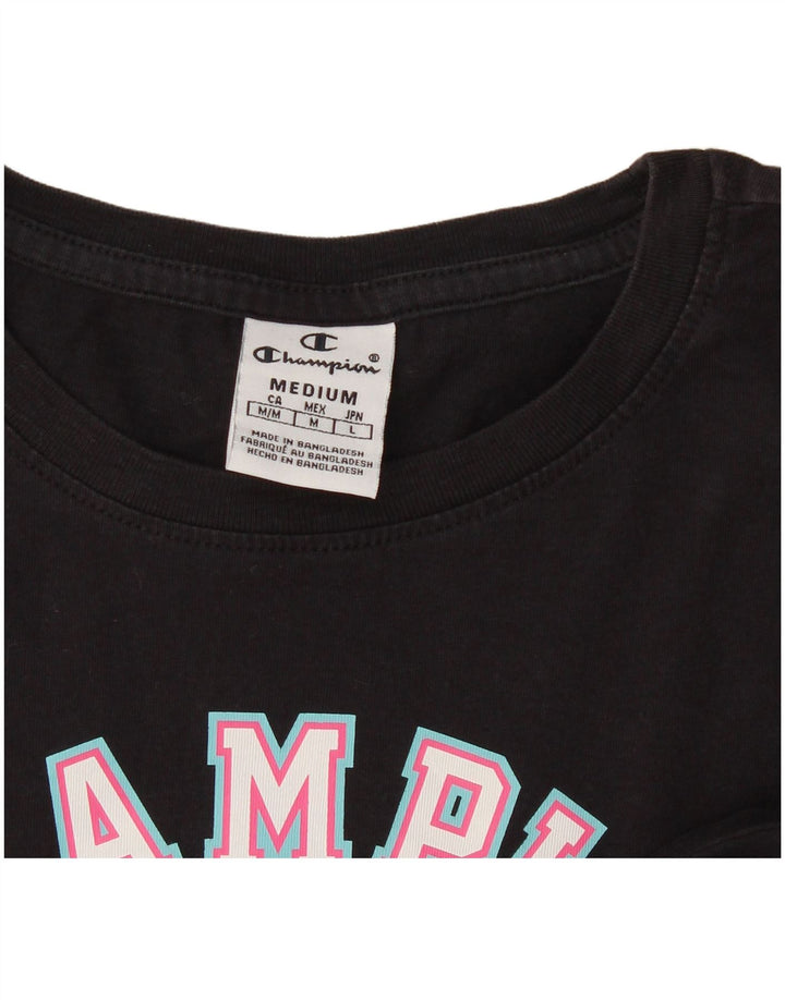 Camiseta feminina estampada Champion UK 12 médio preto