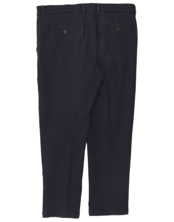Calça chino reta masculina Marks & Spencer W36 L29 algodão azul marinho