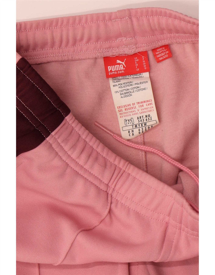 Calça de treino feminina Puma UK 10 poliéster colorblock rosa pequeno