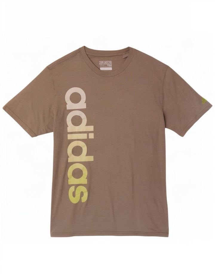 Adidas Mens Graphic Camiseta Top Grande Marrom Poliéster