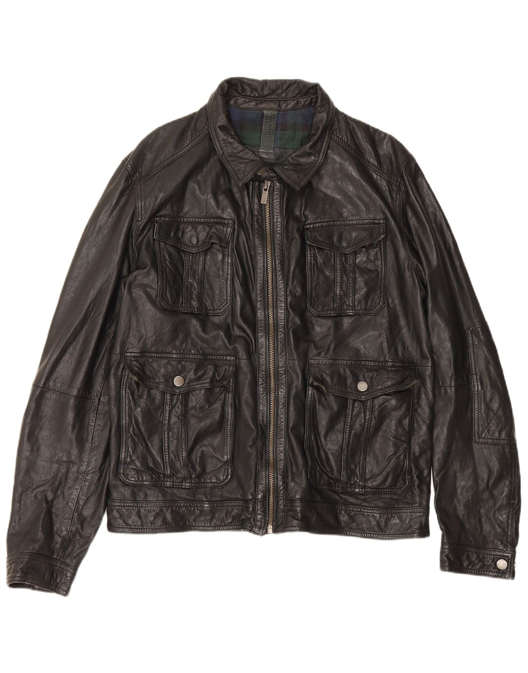 Jaqueta de couro masculina Massimo Dutti UK 42 XL pele de carneiro preta