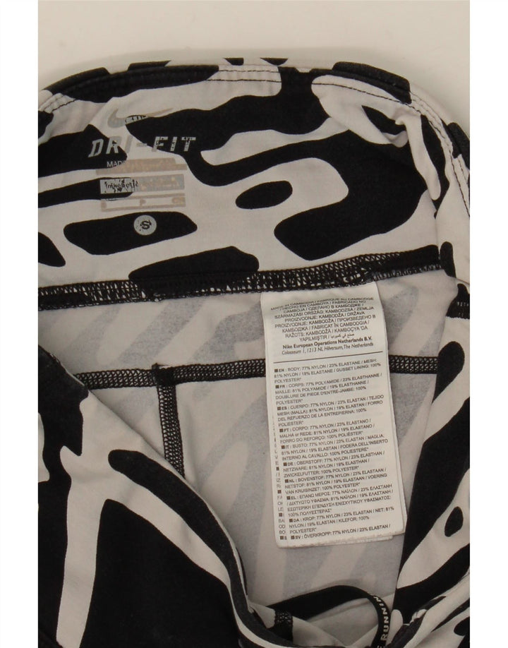 Leggings femininas Nike Dri Fit com padrão abstrato UK 8 pequenas pretas de nylon