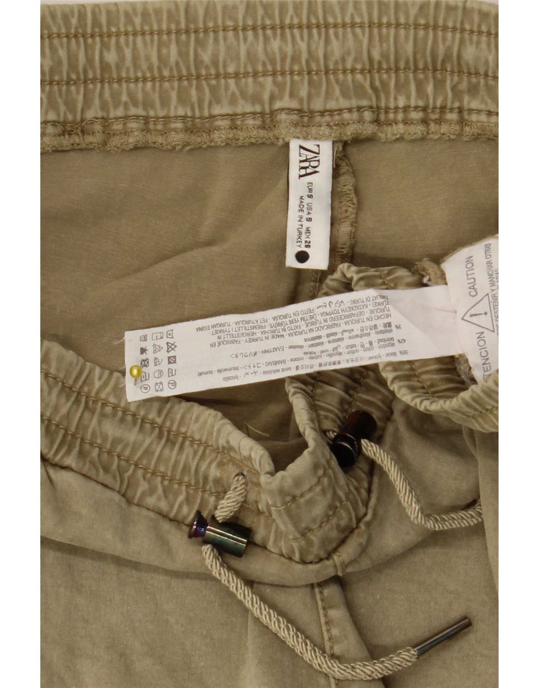 Zara Calça jogger feminina pequena W26 L26 Khaki Lyocell
