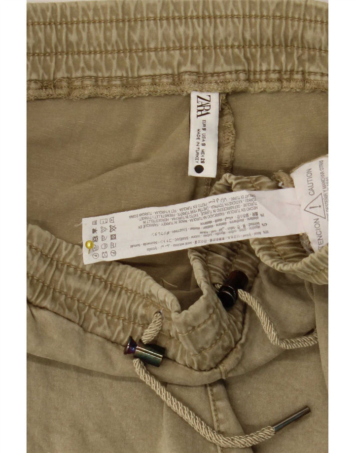Zara Calça jogger feminina pequena W26 L26 Khaki Lyocell