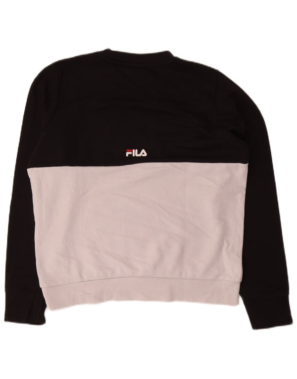 Fila moletom gráfico masculino jumper pequeno algodão colorblock branco