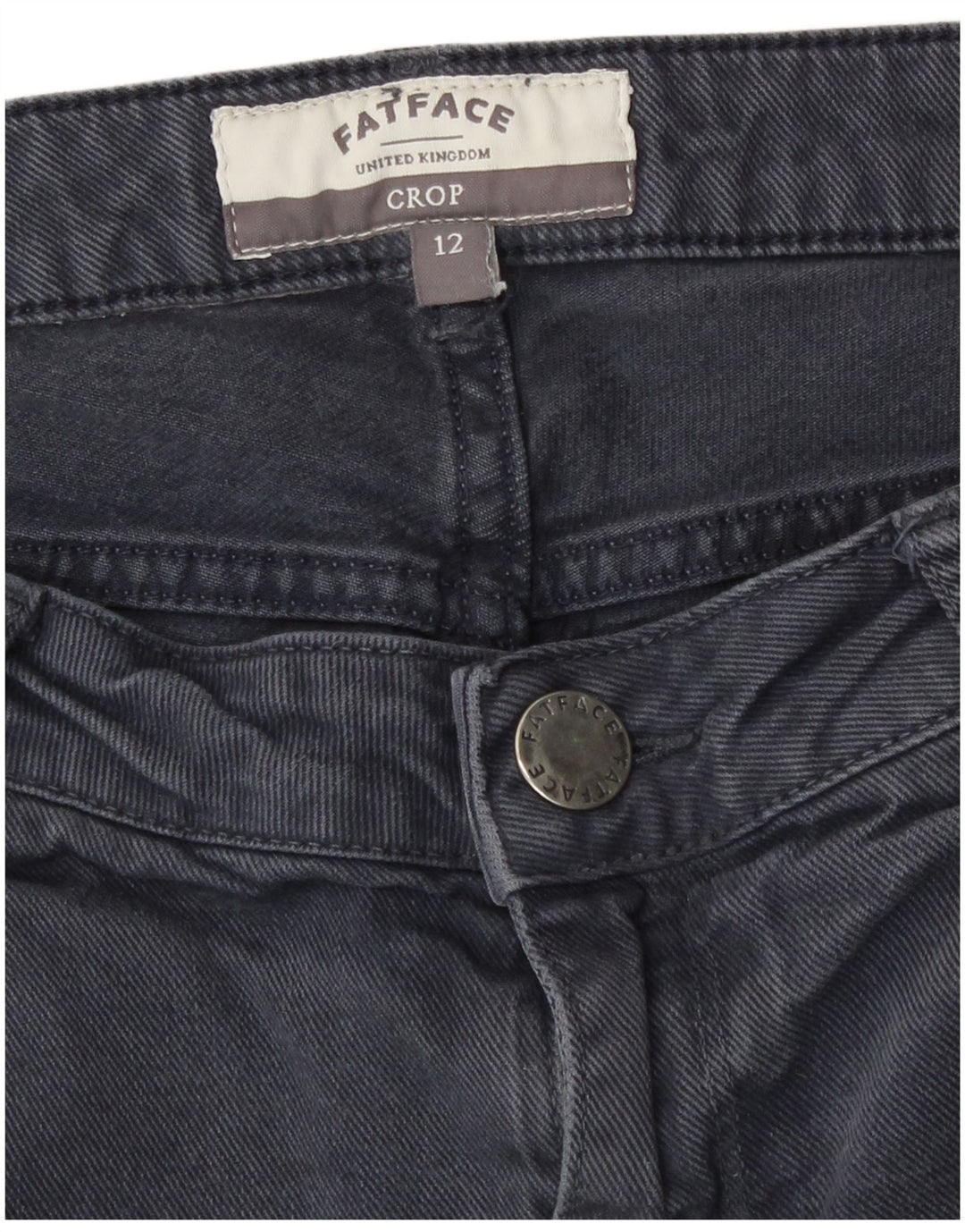 Calça jeans feminina Fat Face UK 12 médio W32 L22 algodão cinza