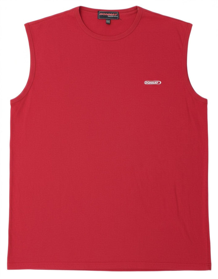 DONNAY Mens Colete Top 2XL Algodão Vermelho