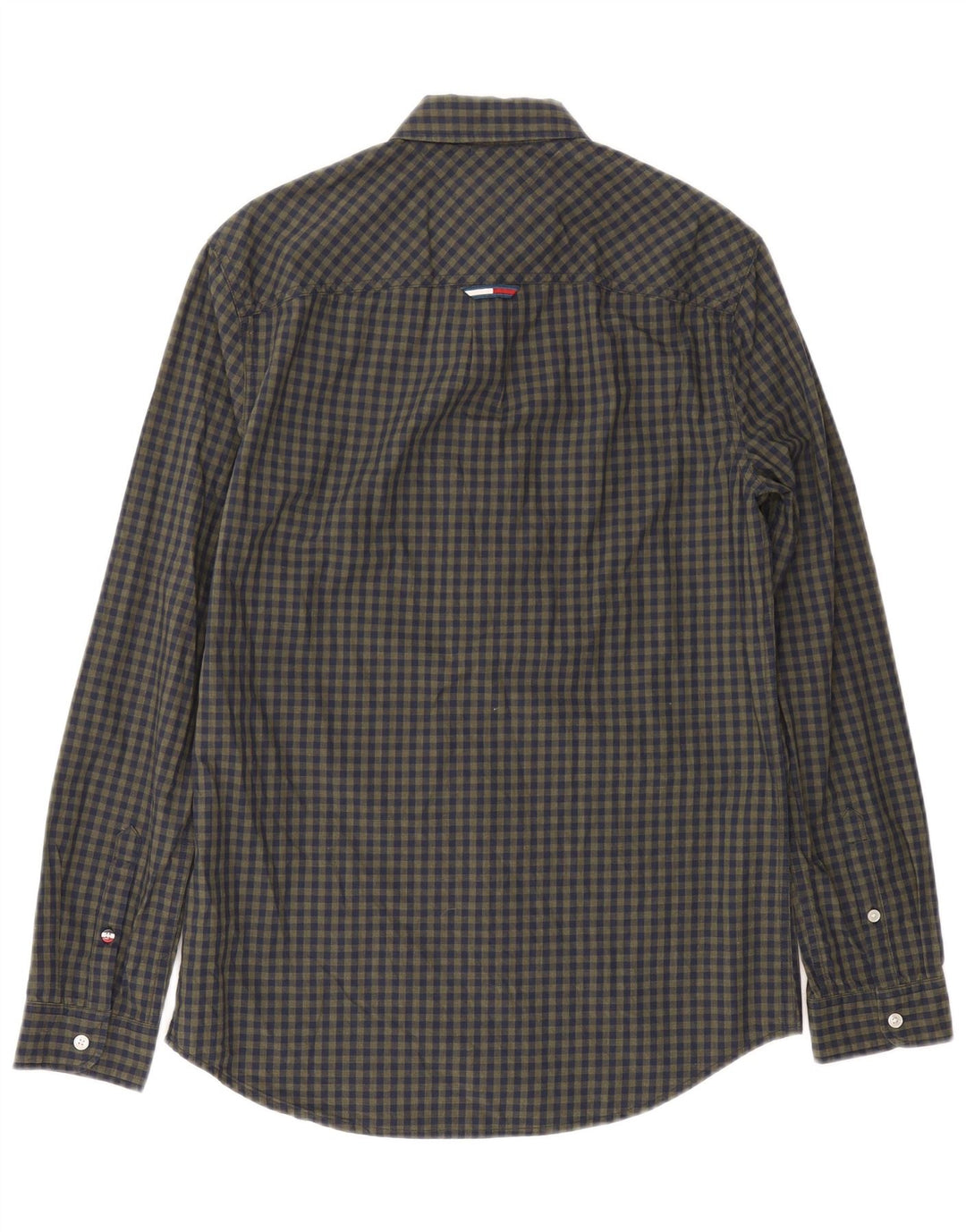 Camisa masculina Tommy Hilfiger Regular Fit pequena algodão guingão azul marinho