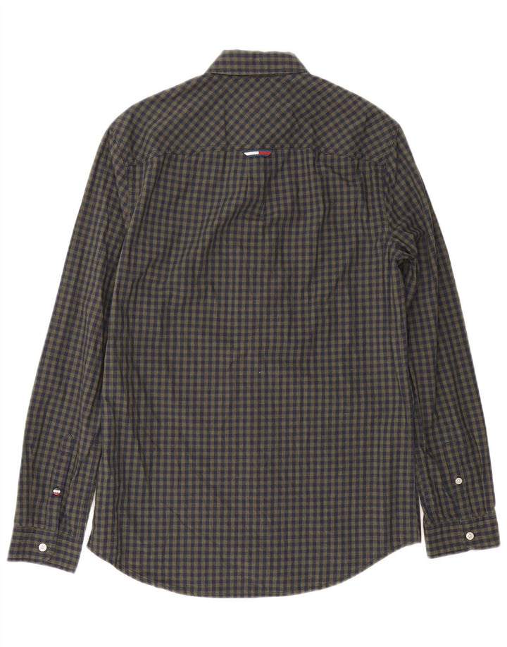 Camisa masculina Tommy Hilfiger Regular Fit pequena algodão guingão azul marinho