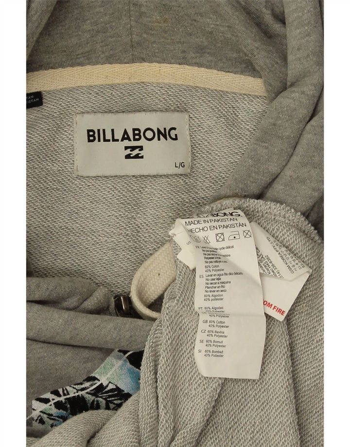 Suéter masculino Billabong com capuz e zíper gráfico grande algodão cinza