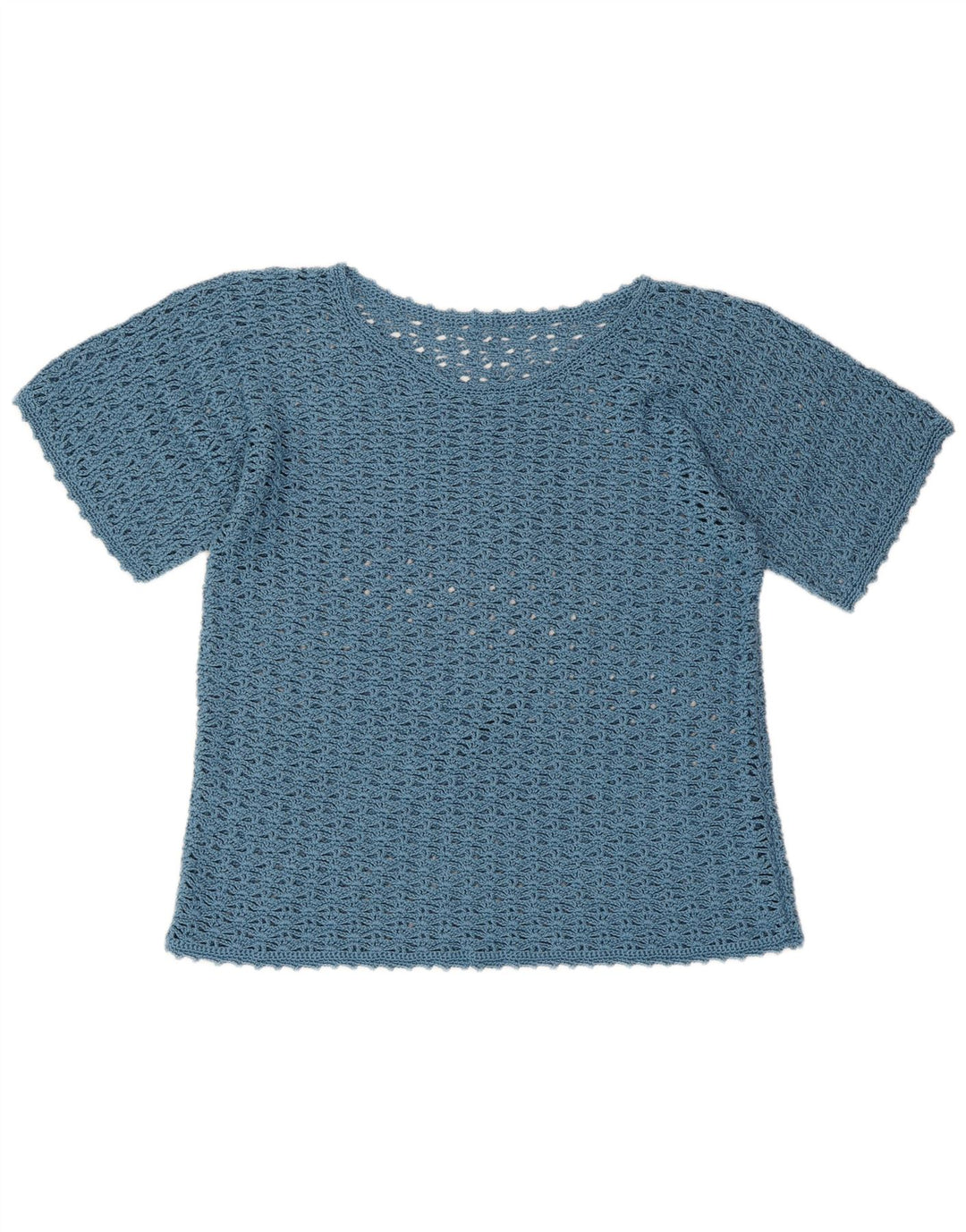Blusa feminina de crochê VINTAGE UK 16 grande azul