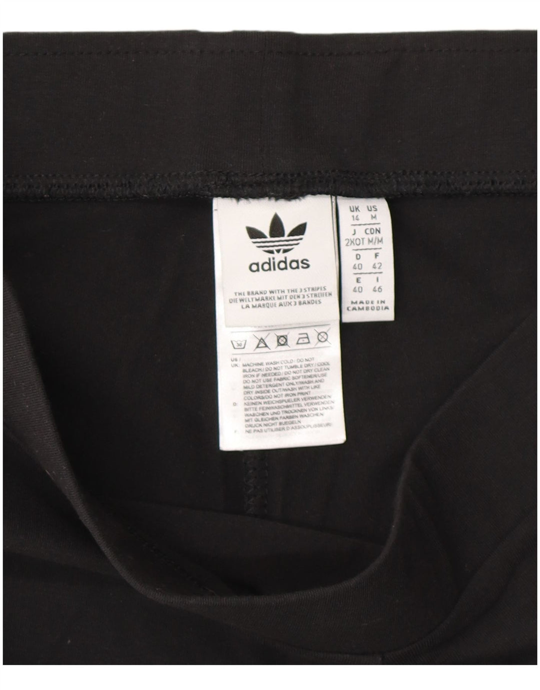 Leggings Adidas Femininas UK 14 Médias Listradas Pretas Algodão