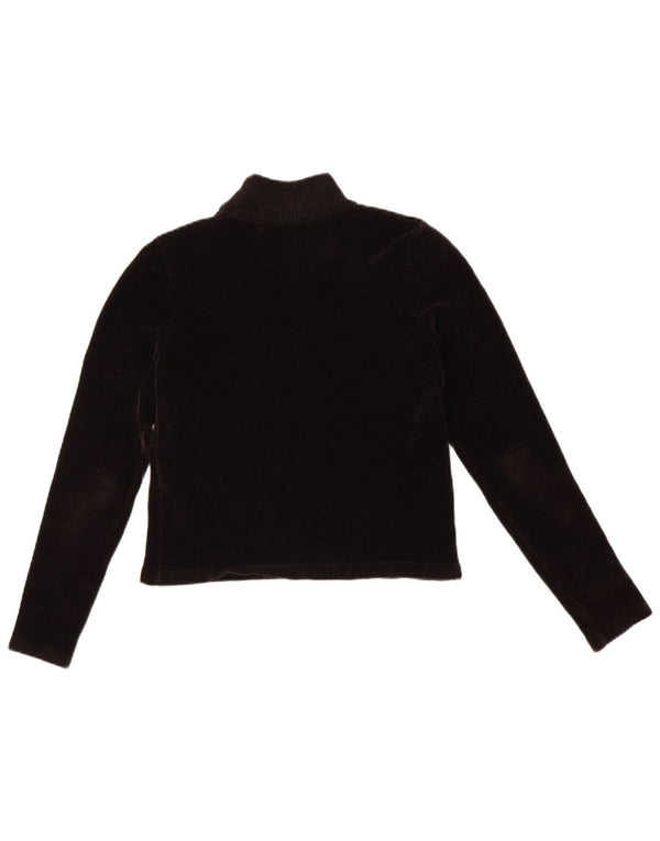 Zara Suéter feminino de veludo com gola tartaruga e gola redonda Reino Unido 8 pequeno preto