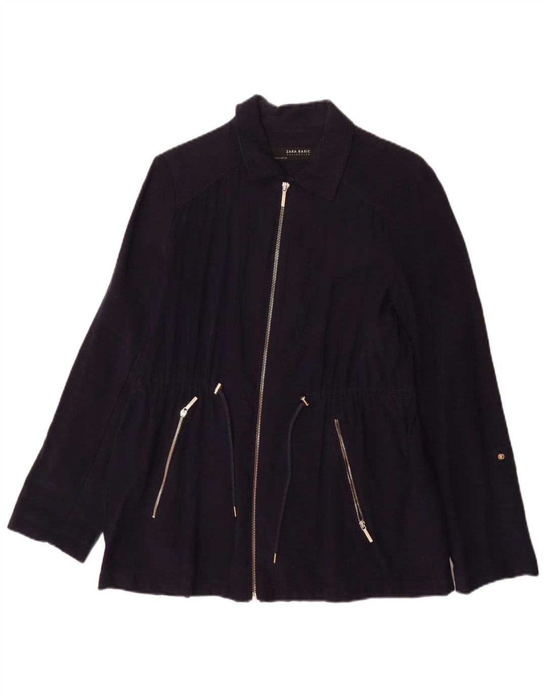 Jaqueta bomber feminina Zara Reino Unido 10 pequena viscose azul marinho