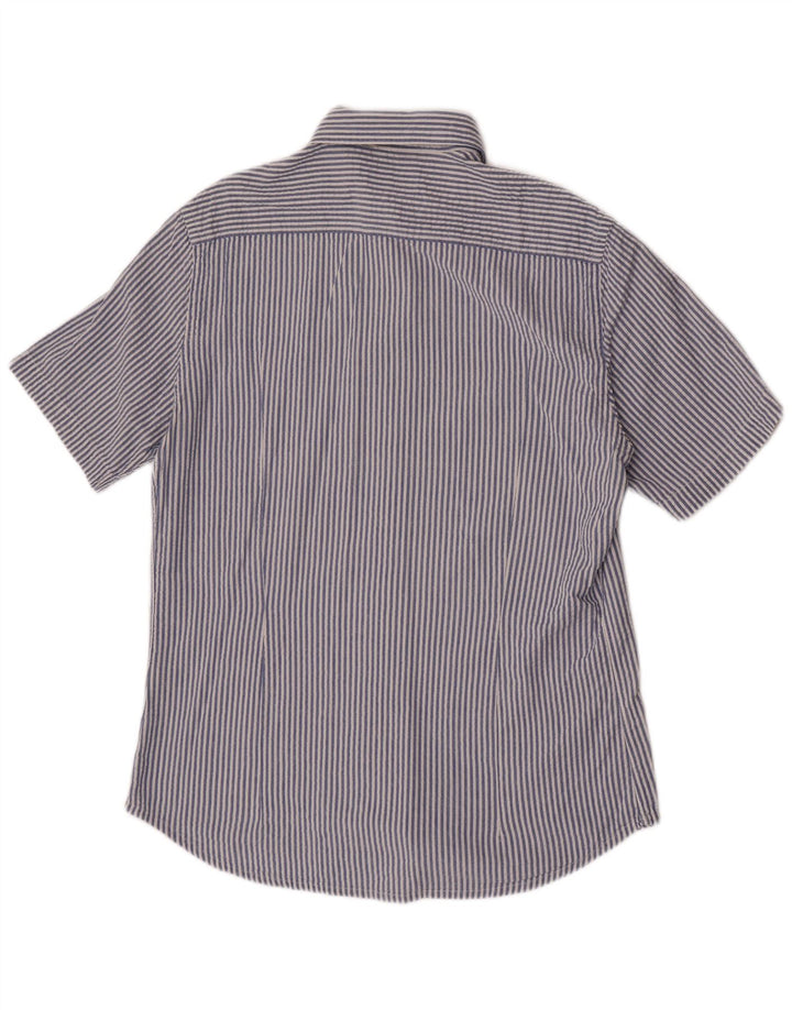 Camisa masculina Kappa de manga curta grande algodão listrado azul