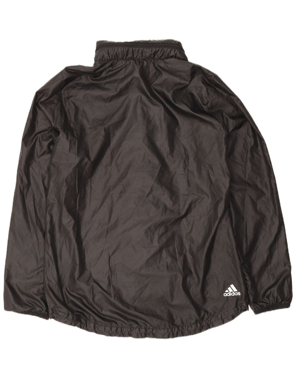 Adidas Womens Graphic Hooded Rain Jacket UK 12/14 Médio Preto Poliéster