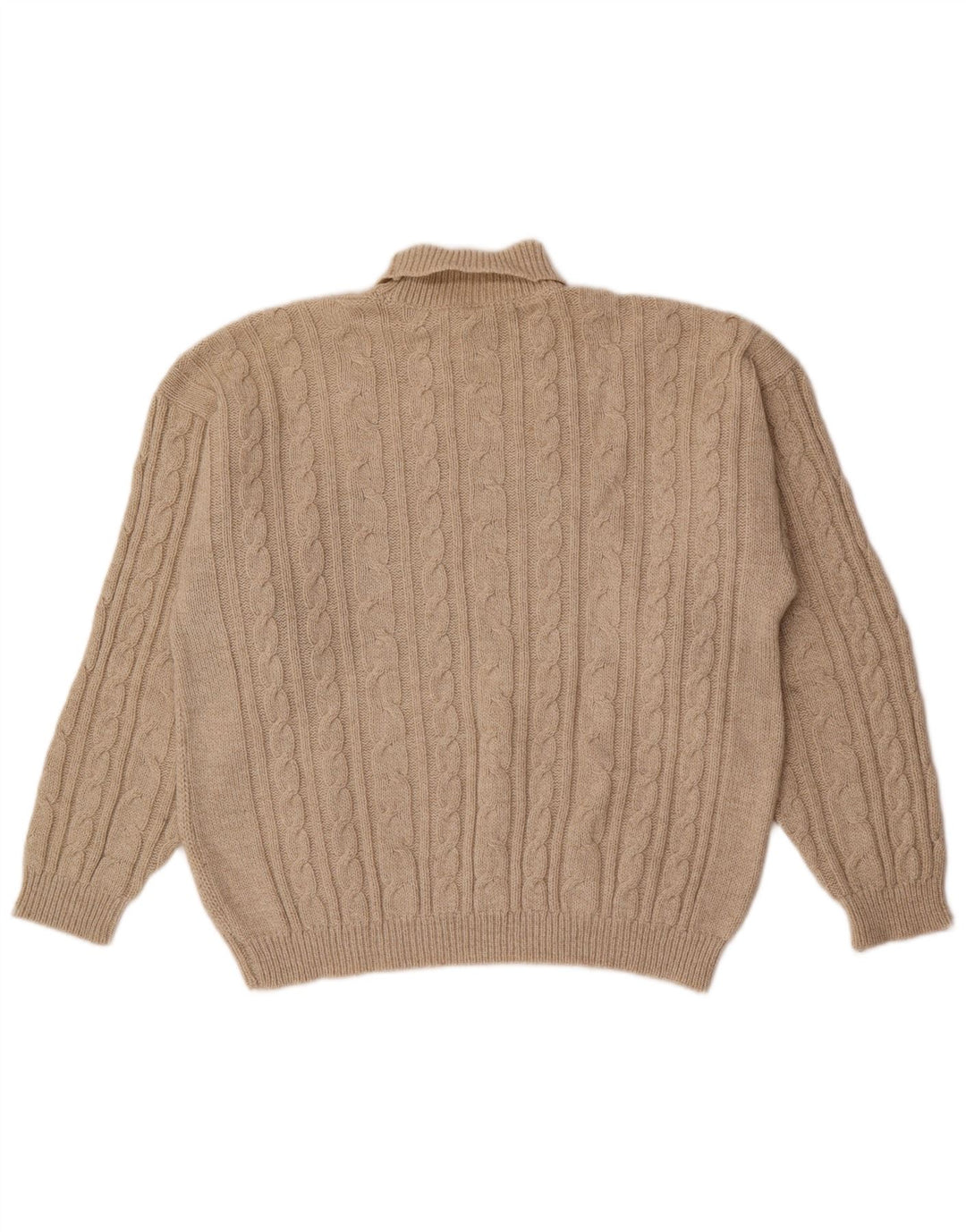Suéter masculino vintage com gola redonda, meio bege geométrico