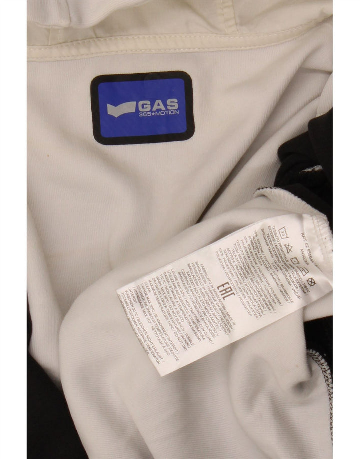 Suéter feminino com capuz e zíper GAS UK 14 algodão colorblock preto médio