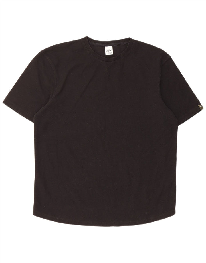 Camiseta masculina Zara Top grande poliéster preto