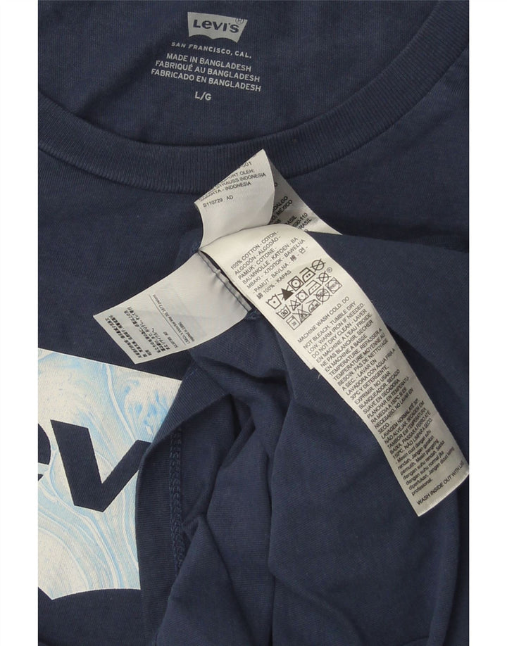 Camiseta feminina gráfica LEVI'S UK 16 grande algodão azul marinho