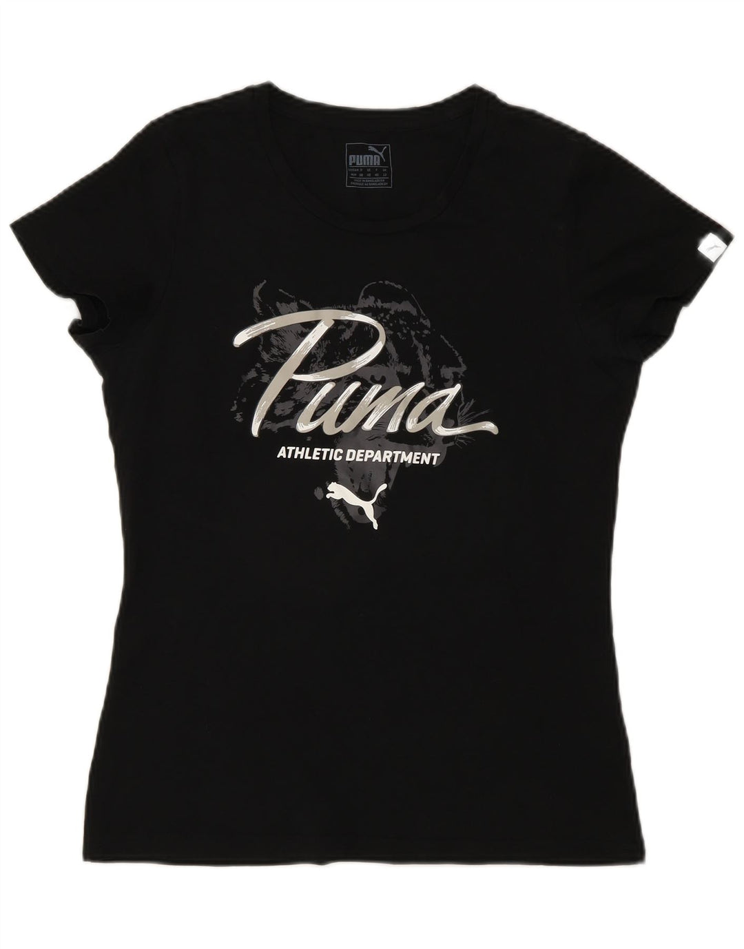 Puma Camiseta Feminina Graphic Top UK 12 Médio Preto