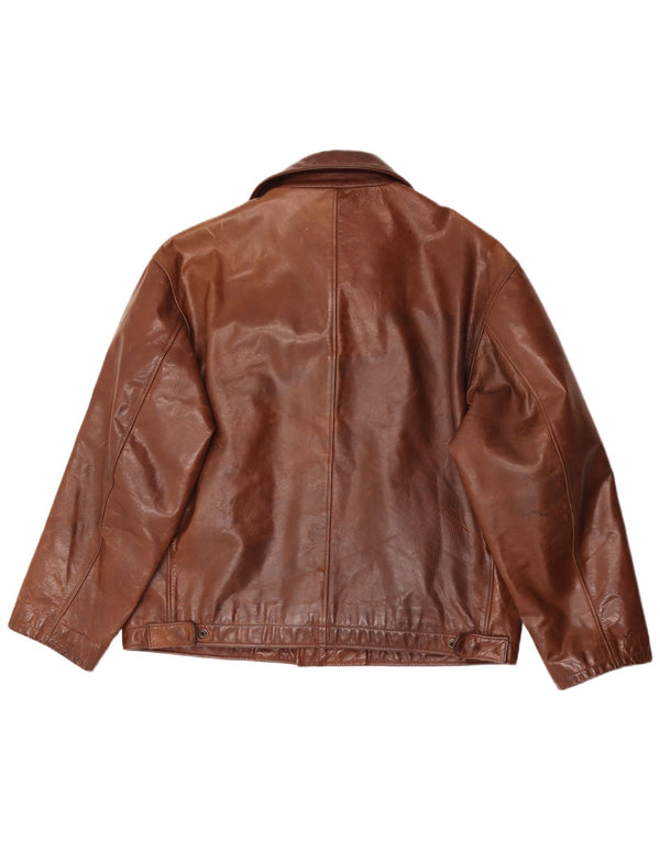 Jaqueta de couro masculina Herman & Sons IT 50 grande marrom