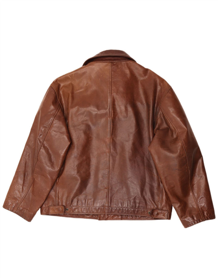 Jaqueta de couro masculina Herman & Sons IT 50 grande marrom