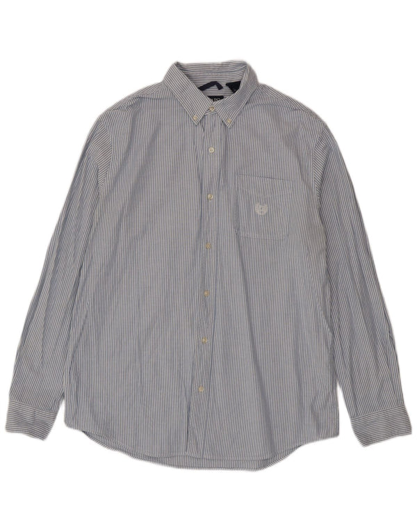 Camisa masculina Chaps de algodão listrado azul grande