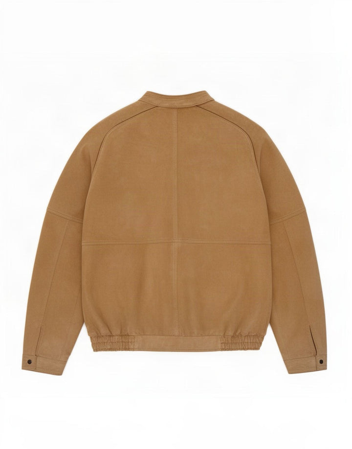 Monpel Mens Suede Bomber Jacket UK 38 Couro Bege Médio