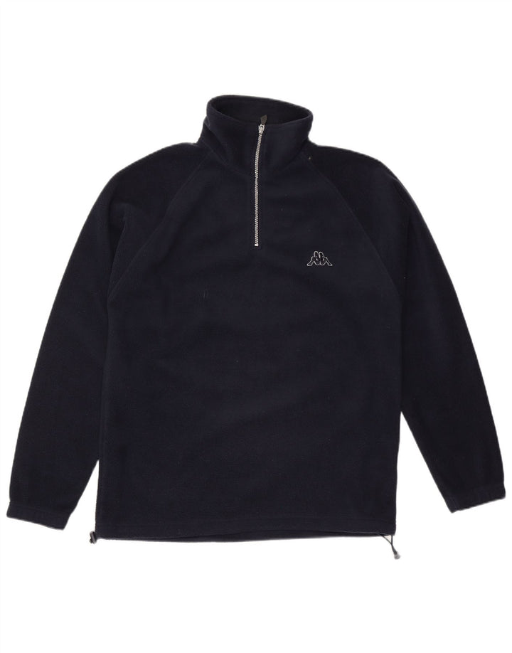 Kappa Mens Zip Neck Fleece Jumper Pequeno Poliéster Azul Marinho