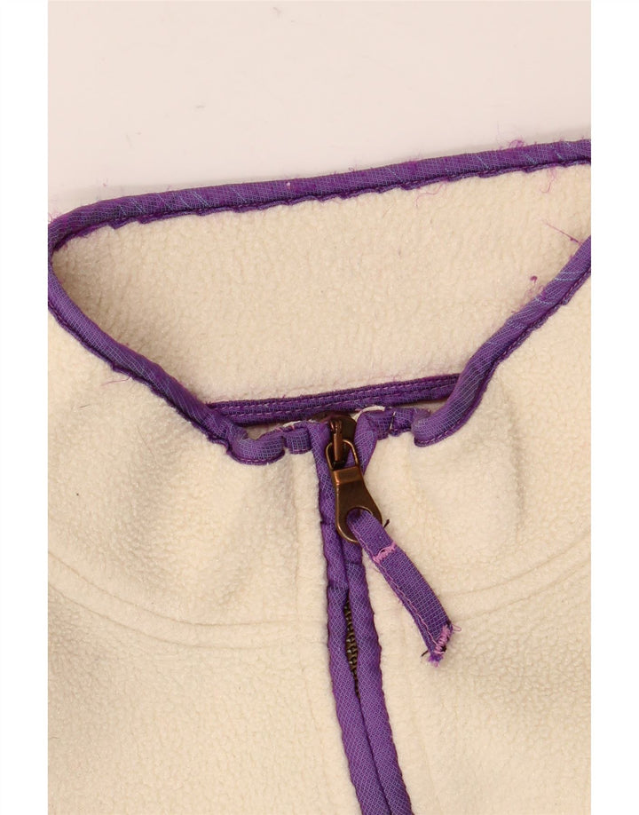 Suéter de lã feminino Think Pink com gola grande e zíper Reino Unido 14 médio off white