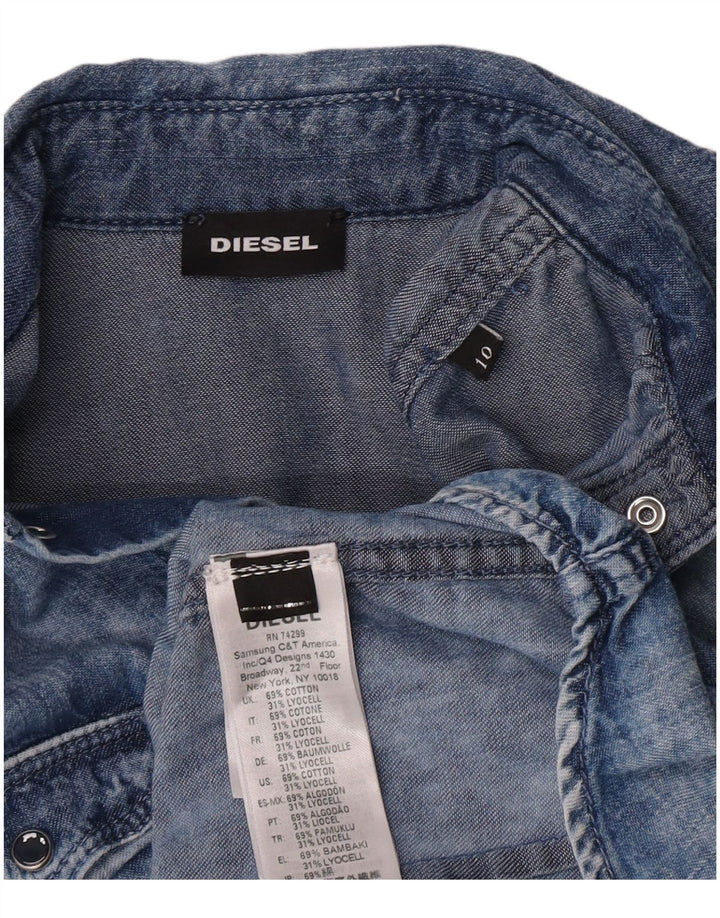 Diesel Camisa jeans masculina 9-10 anos algodão azul