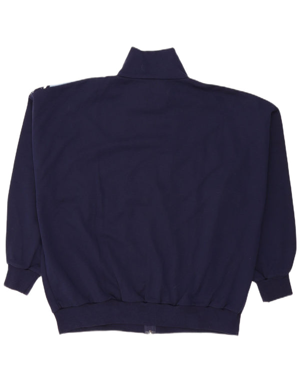 Suéter cardigã masculino vintage UK 54 5XL azul marinho colorblock poliacrílico