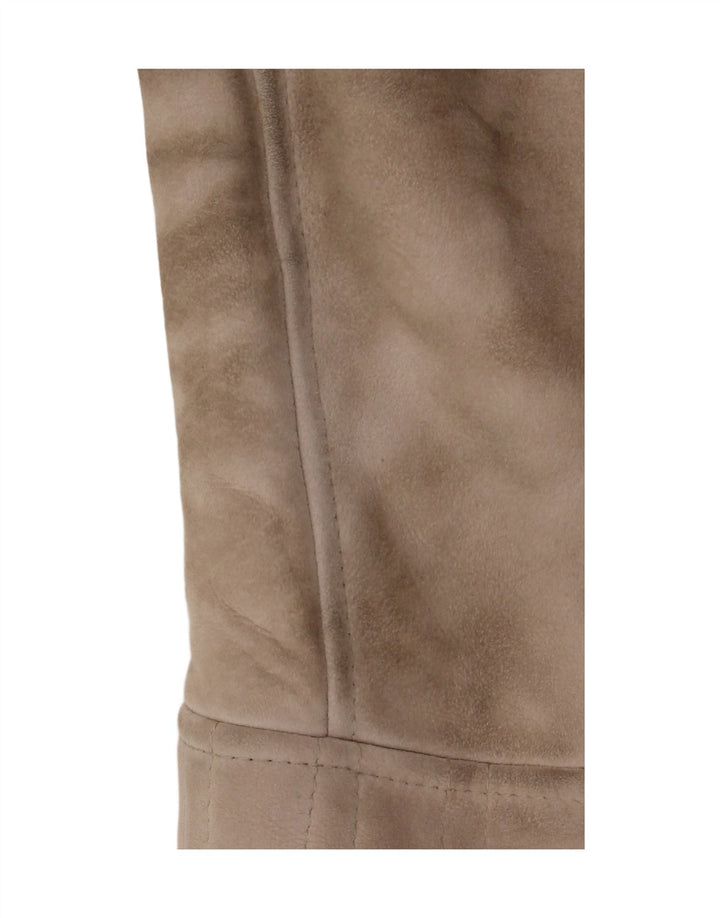 Casaco feminino vintage de shearling IT 46 grande couro bege