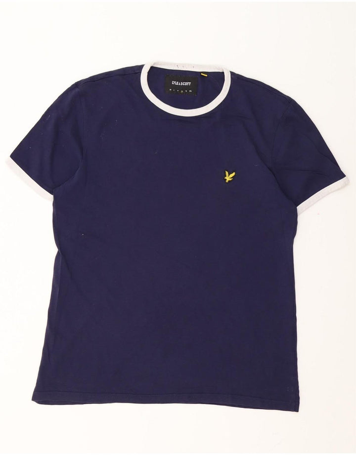 Camiseta masculina Lyle & Scott grande algodão azul marinho