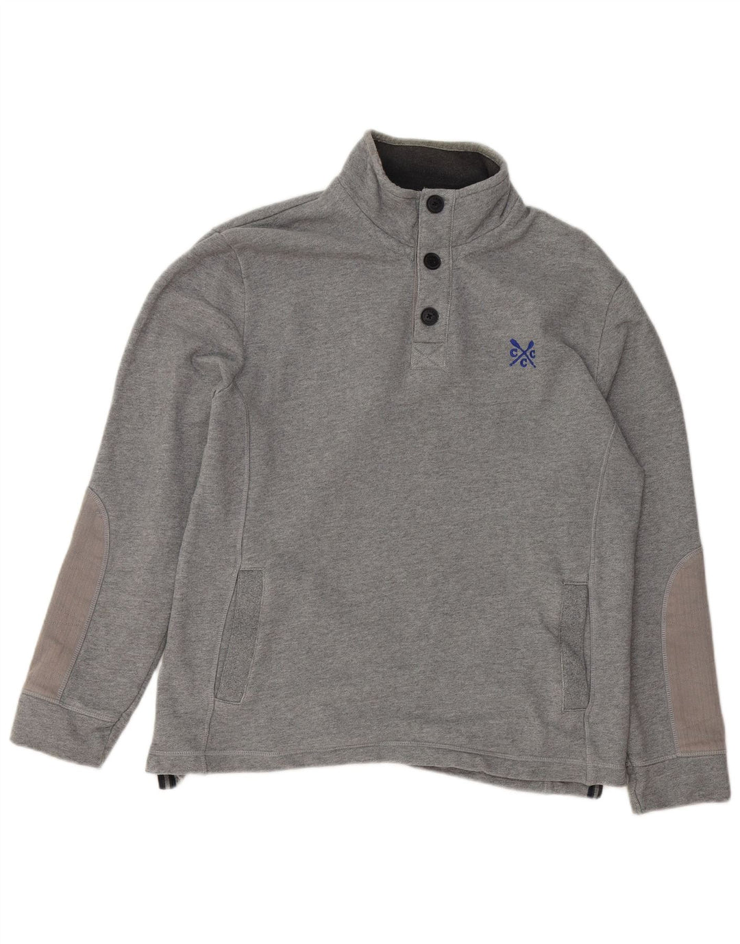 CREW CLOTHING Suéter masculino com gola redonda e algodão grande cinza