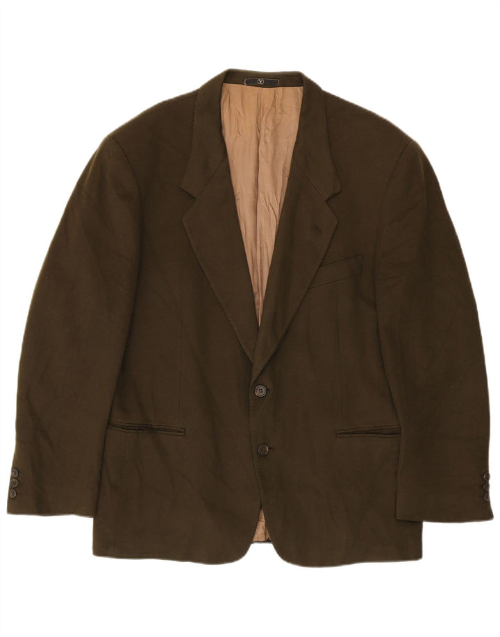 Jaqueta Blazer Masculina Valentino com 2 Botões Reino Unido 38 Lã Virgem Cáqui Média