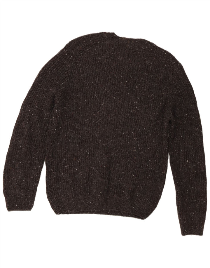 Suéter masculino Zara com gola redonda e lã manchada cinza médio