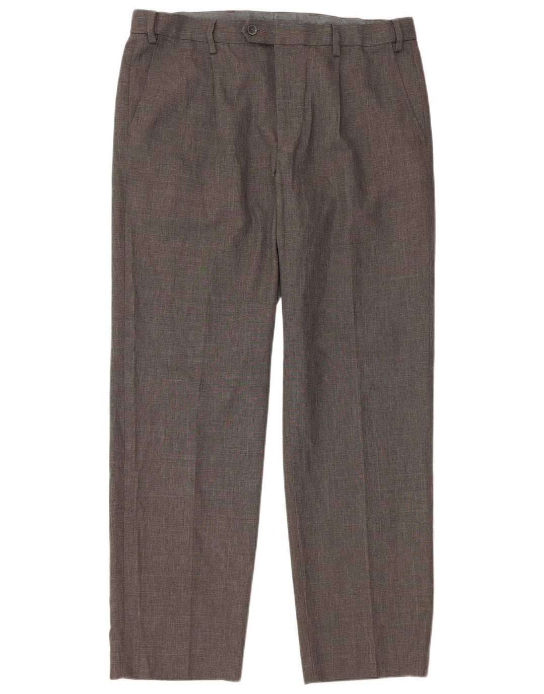 Calça masculina de terno reto Marks & Spencer W36 L31 poliéster cinza