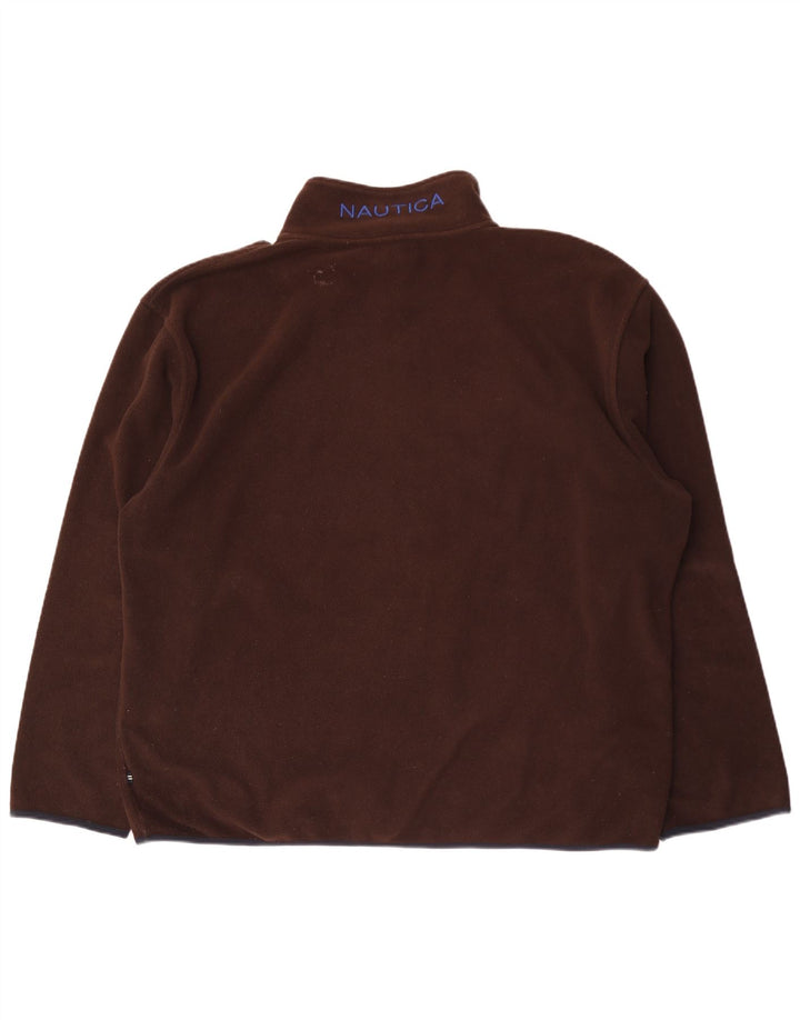 Suéter de lã masculino Nautica com zíper e gola 2XL poliéster marrom