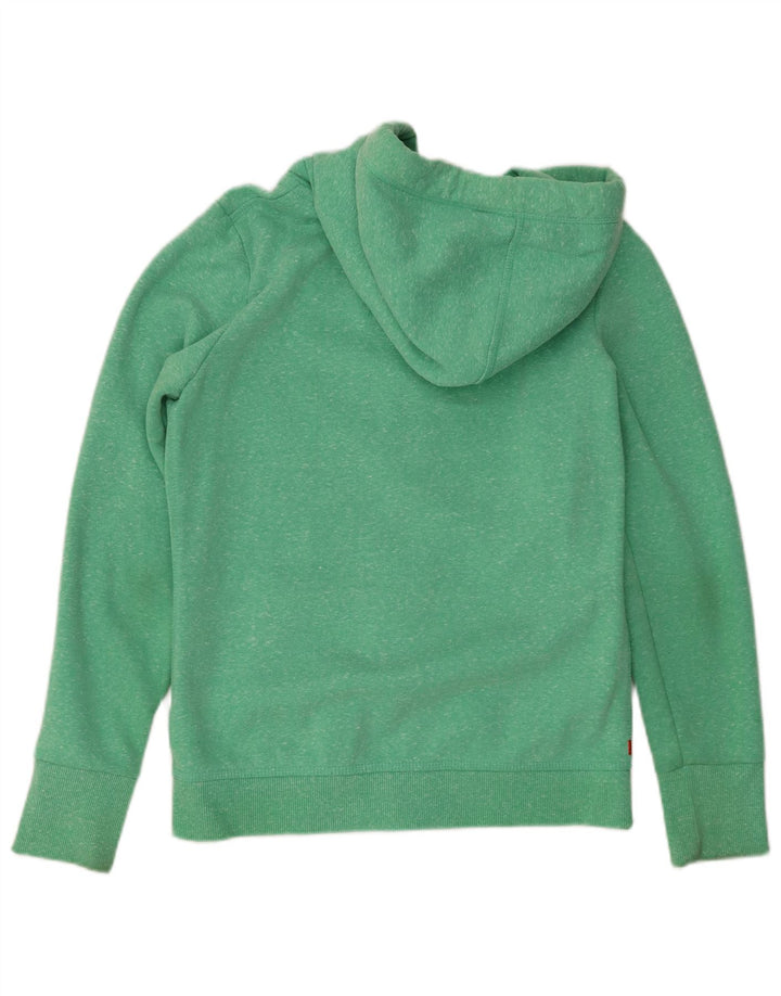Suéter feminino com capuz e zíper SUPERDRY Reino Unido 14 grande poliéster manchado verde