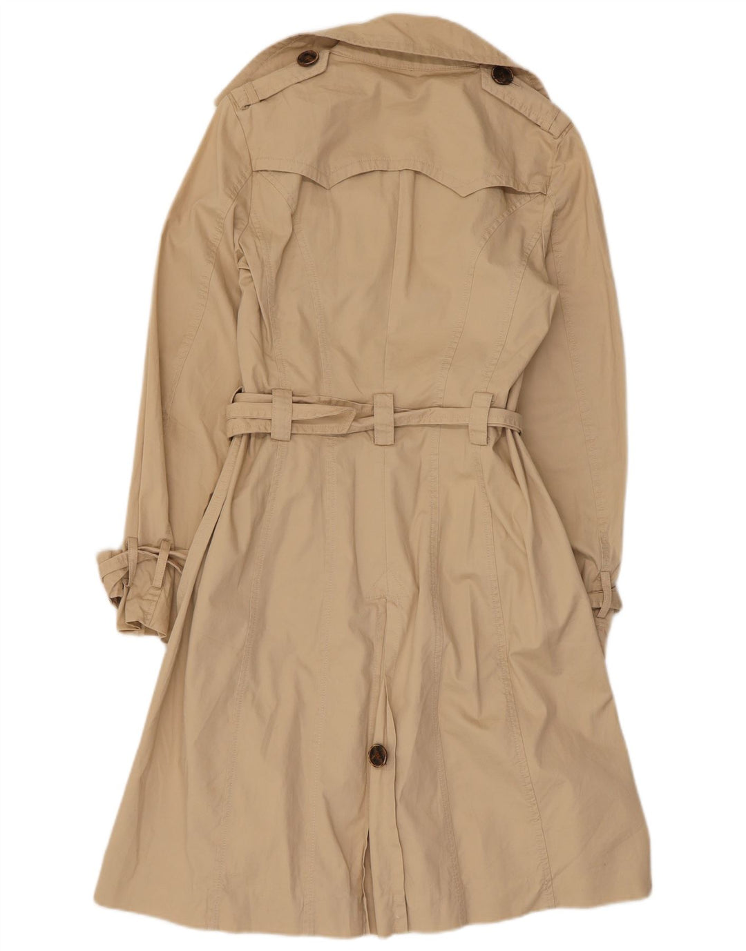 Zara Womens Trench Coat UK 10 Pequeno Algodão Bege