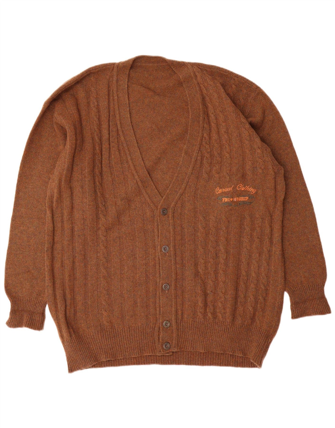 Suéter Cardigan Masculino Vintage XL Marrom
