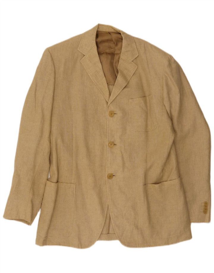 Jaqueta blazer masculina de 3 botões Paul Smith Reino Unido 44 2XL linho bege