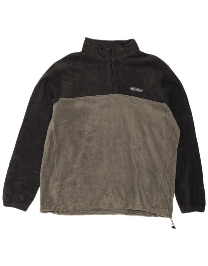 Suéter de lã masculino COLUMBIA com zíper e gola 2XL cinza colorblock poliéster