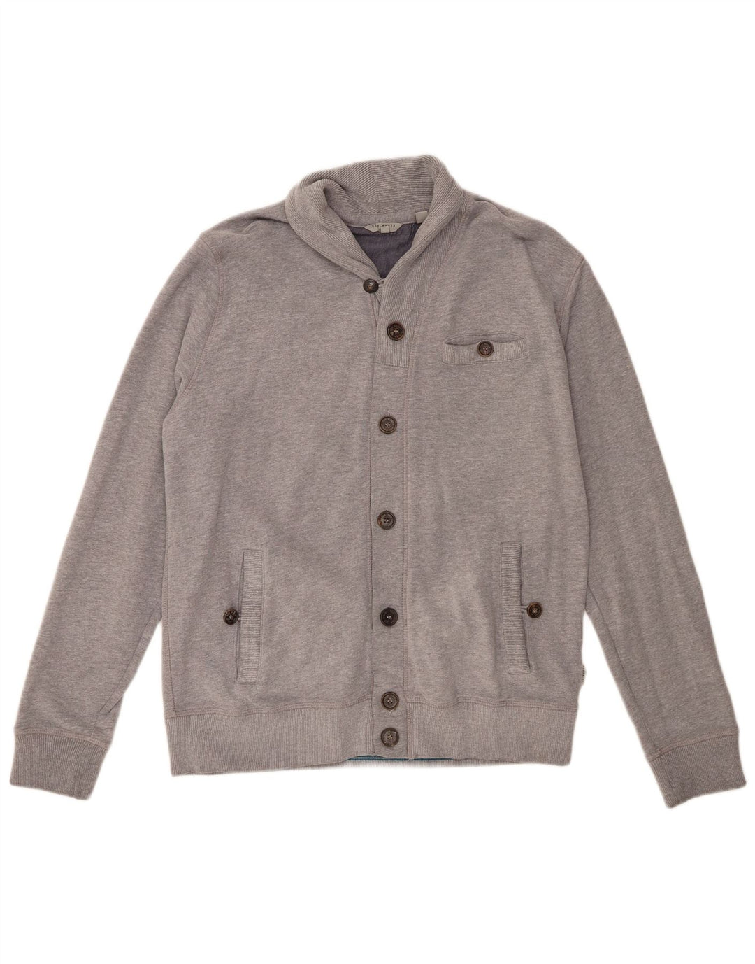 Ted Baker Mens Treino Top Jaqueta Tamanho 4 Grande Algodão Cinza