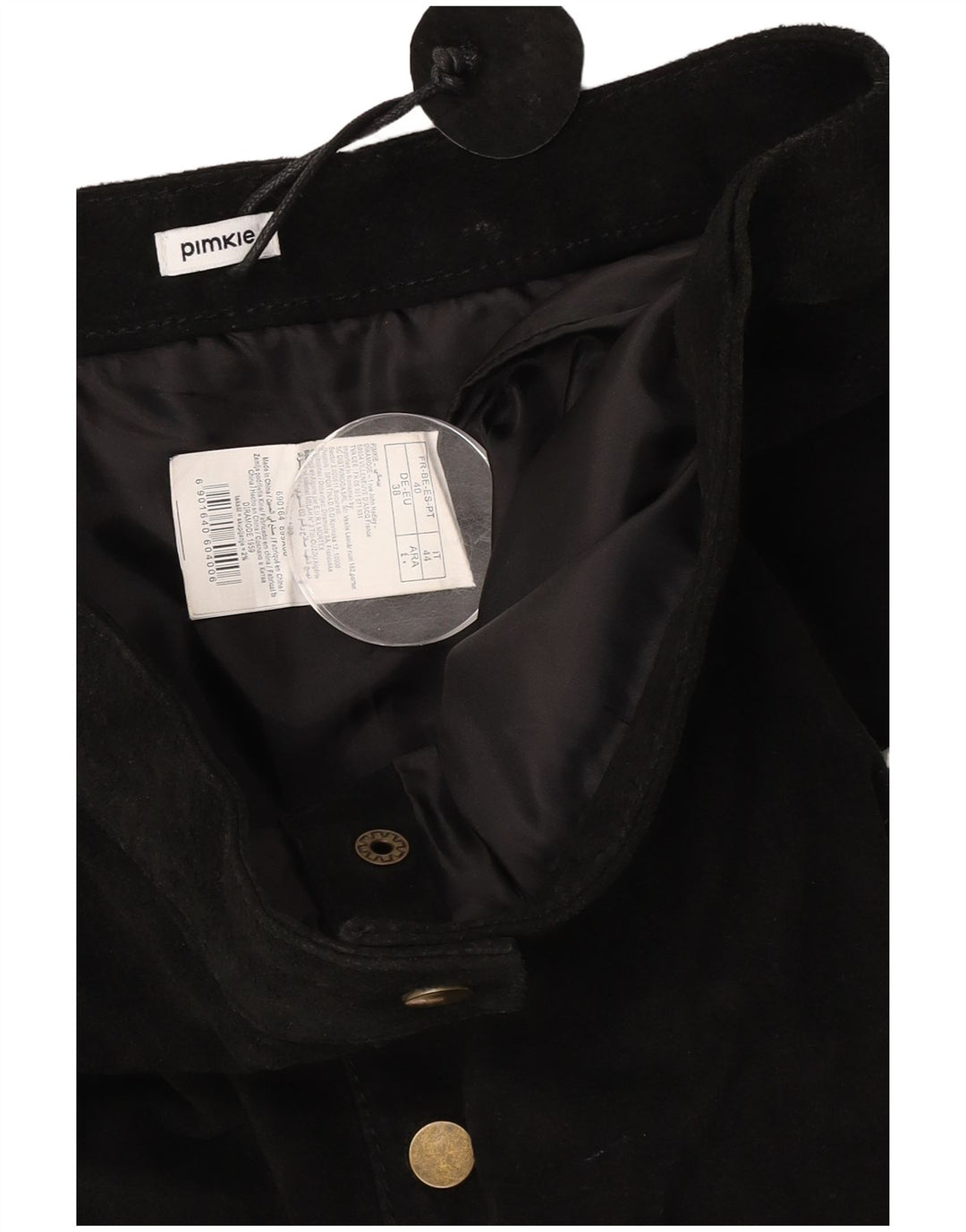 Mini saia feminina de camurça Pimkie IT 44 médio W30 couro preto
