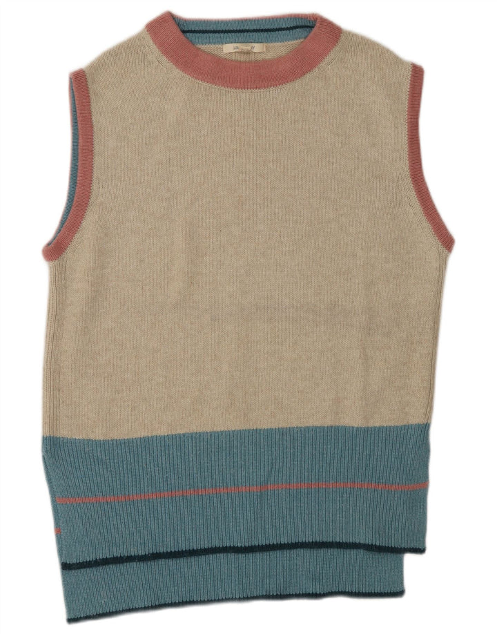 Camiseta regata feminina White Stuff UK 14 Medium Bege Colourblock Nylon
