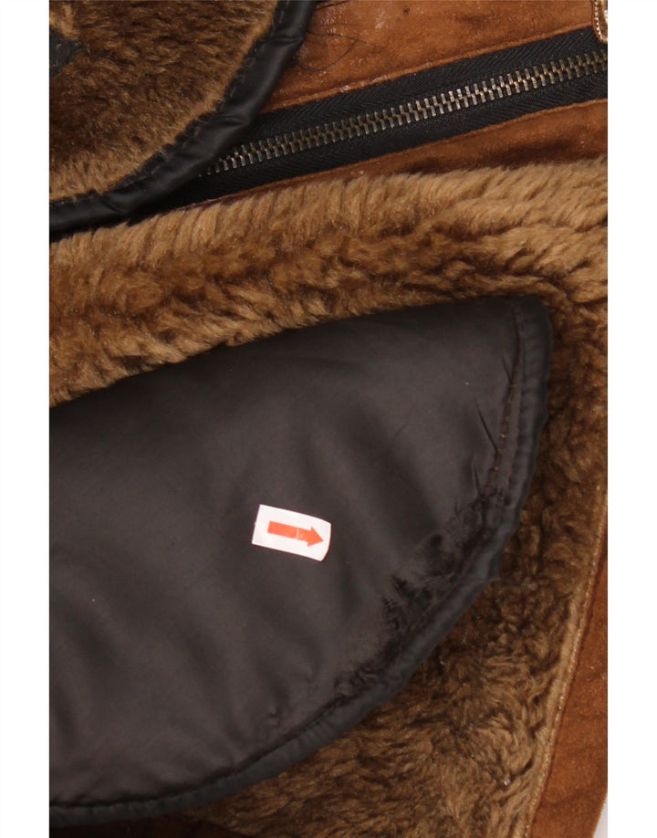 Jaqueta masculina vintage Shearling IT 48 marrom médio