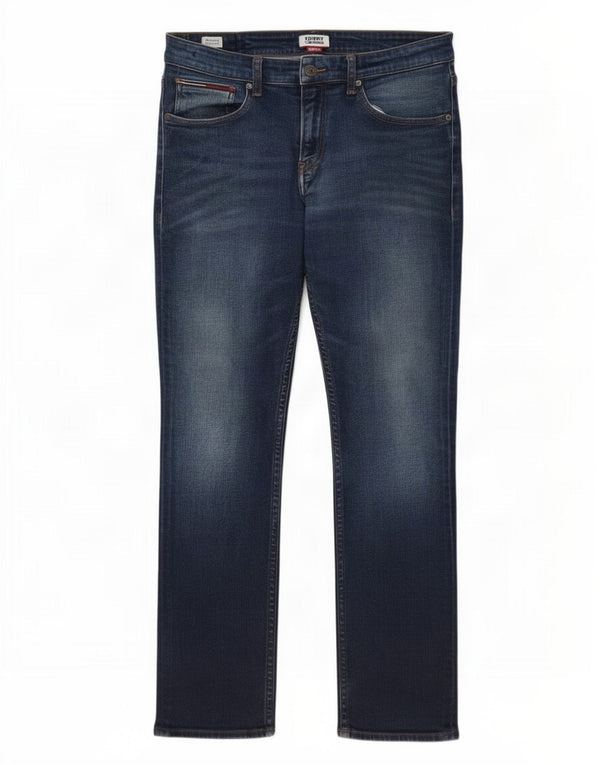 Jeans retos masculinos Tommy Hilfiger W34 L32 algodão azul